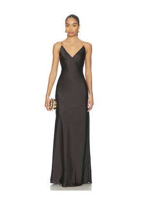L'AGENCE Saint Beaded Strap Gown in Brown. Size 00. Also in 0, 4.