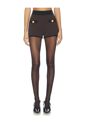 L'AGENCE Lumi Trim Knit Micro Short in Brown. Size M. Also in S, L, XL.