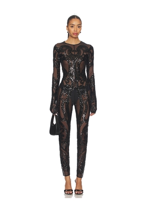 Norma Kamali Long Sleeve Crew Neck Catsuit in Black. Size S. Also in XXS, XS.
