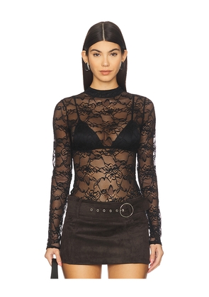 OW Collection Lydia Lace Bodysuit in Black. Size M. Also in S, XS.