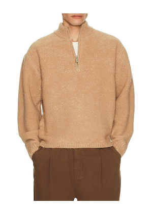 Le17Septembre Boucle Half Zip Pullover in Beige. Size 50. Also in 46, 52.
