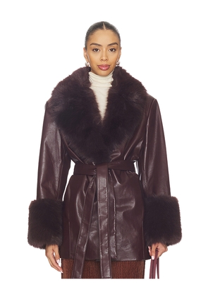 LAMARQUE Rosabella Faux Fur Blazer Coat in Burgundy. Size M. Also in L, S.
