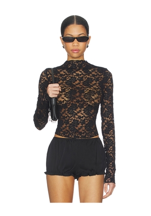 LIONESS Hamptons Long Sleeve Top in Black. Size L. Also in M, S.