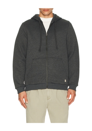 Marine Layer Corbet Quilted Zip Hoodie in Black. Size M. Also in S, L.