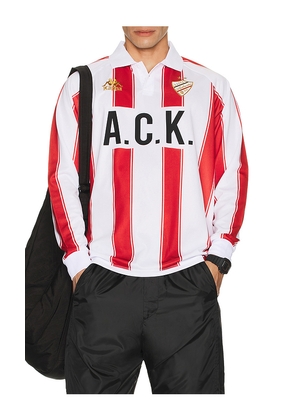 Kappa Authentic Oden Long Sleeve Jersey in White. Size M. Also in S, L, XL/1X.