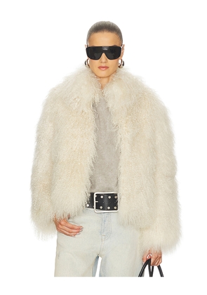 LAMARQUE Bianca Fur Jacket in Beige. Size L. Also in XS, XXS.