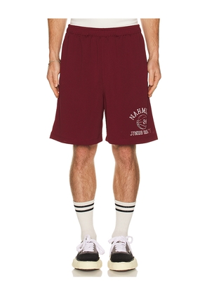 Nahmias Varsity Baggy P.E. Short in Burgundy. Size M. Also in S, L, XL/1X, XXL/2X.