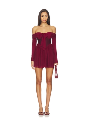 MORE TO COME Kristiana Mini Dress in Burgundy. Size L. Also in M, S, XS, XXS.