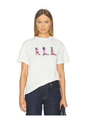 Never Fully Dressed White Cowboy Boot T-shirt in White. Size M. Also in S, XS, L, XL, XXL, XXXL.