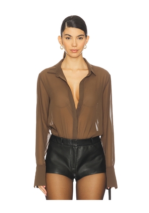 Nookie Horizon Bodysuit in Chocolate. Size L. Also in XS, S, M.