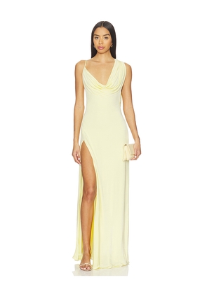 NBD Tessa Draped Shoulder Maxi Dress in Yellow. Size M. Also in XXS, XS, S, L, XL.