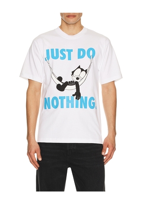 Market x Felix The Cat Do Nothing Tee in White. Size M. Also in S, L, XL/1X.