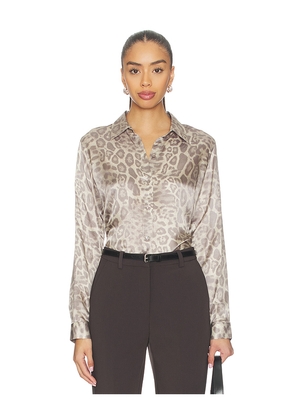 L'AGENCE Tyler Long Sleeve Blouse in Light Grey. Size S. Also in M, XS.