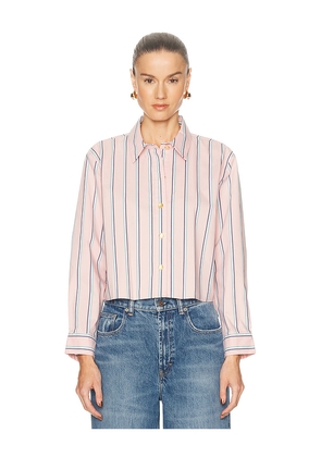 L'AGENCE Cosette Crop Hi Low Shirt in Pink. Size M. Also in L, S, XS.