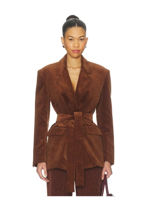 Monse Deconstructed Lapel Tailored Jacket in Brown. Size 2. Also in 0, 4, 6.