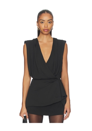 MORE TO COME Birdie Wrap Top in Black. Size M. Also in S, XS, XXS.