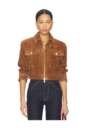 L'AGENCE Micah Oversized Collared Jacket in Brown. Size M. Also in L, S, XL.