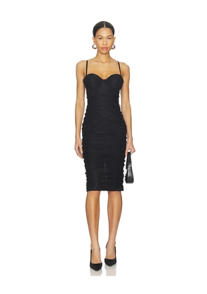 L'AGENCE Senna Lace Bustier Midi Dress in Black. Size S. Also in M, XL, XS.