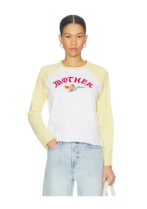 MOTHER The Vintage Sporty Concert Tee in White,Lemon. Size L. Also in S, XS.