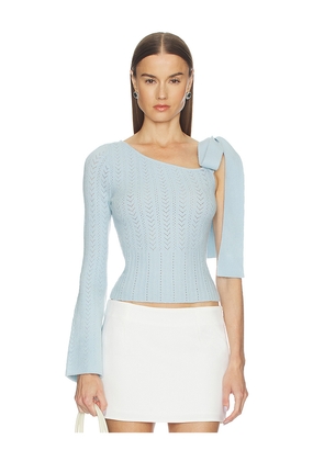 MAJORELLE Belle Bow Tie Sweater in Baby Blue. Size M. Also in XS, S, L, XL.