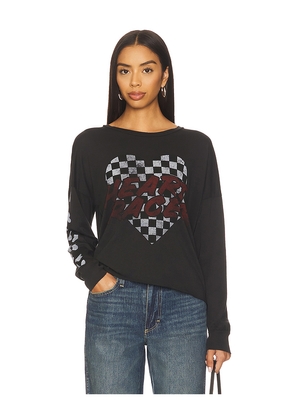 Lauren Moshi Luella Long Sleeve Drop Shoulder Tee in Black. Size M. Also in XS, S, L.
