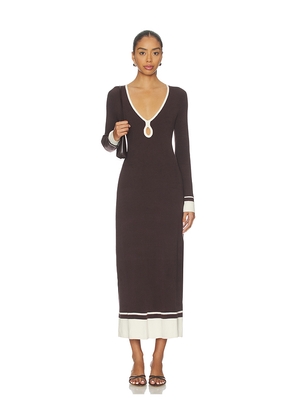 onia Linen Tencel Maxi Dress in Brown,White. Size M. Also in L, S, XS.