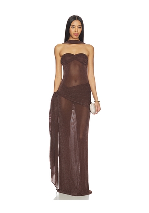 NBD Smita Gown in Chocolate. Size M. Also in XXS, XS, S, L, XL.