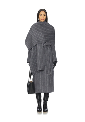 NICHOLAS Candice Scarf Double Wool Long Coat in Charcoal. Size M. Also in L, XS.