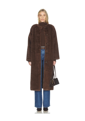 Line & Dot Axel Faux Fur Coat in Brown. Size L. Also in S.