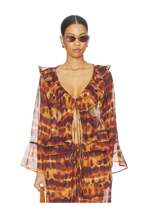 Leslie Amon Olivia Top in Brown. Size L. Also in S, M.