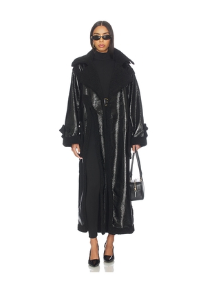 Ottolinger Shearling Oversized Split Coat in Black. Size L. Also in XS, S, M.