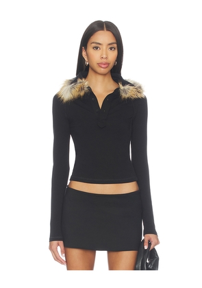 Ottolinger Furry Fitted Polo Top in Black. Size M. Also in L.