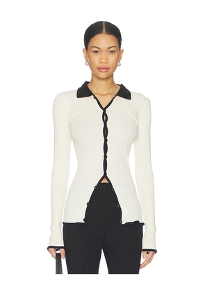 OperaSPORT Laura Seamless Shirt in Ivory,Black. Size M. Also in S, XS, L.