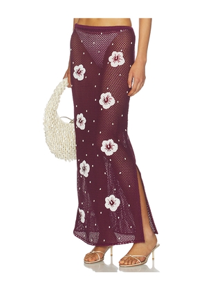 Leslie Amon Treasure Hibiscus Skirt in Burgundy. Size S. Also in M, XS.