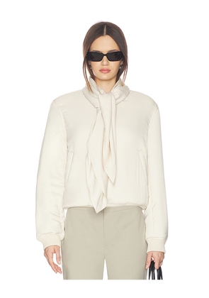 Line & Dot Agnes Scarf Bomber Jacket in White. Size L. Also in S, XS, M.