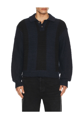 Obey Textured Rugby Polo in Navy. Size M. Also in S, L.