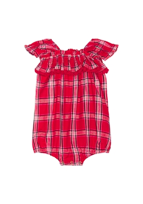 LoveShackFancy Baby Carlita Pinafore in Red. Size 12-18m. Also in 0-3m, 3-6m, 18-24m.