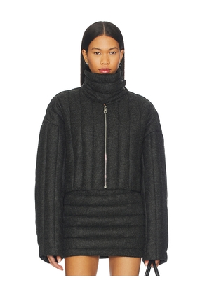 LaQuan Smith Funnel Neck Jacket in Grey. Size S. Also in XS, M.