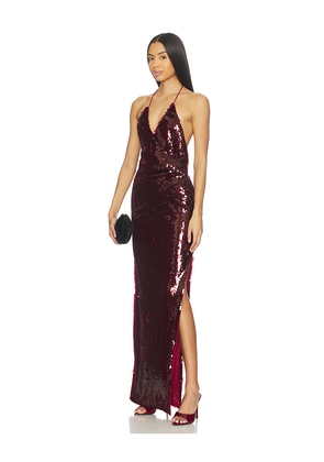 Mother of All Meladonna Sequins Maxi Dress in Burgundy. Size M. Also in L, S, XS.