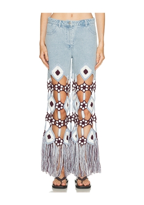 Leslie Amon Belma Crochet Jean in Baby Blue. Size XL. Also in S.