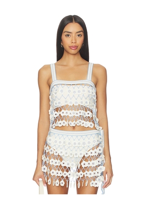 My Beachy Side Fleur Hand-crocheted Top in Baby Blue. Size M. Also in S, L.