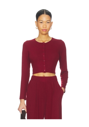 LESET Lauren Crop Cardigan II in Red. Size L. Also in S, M, XL.