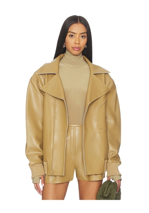 Norma Kamali Oversized Moto Jacket in Tan. Size S. Also in XXS, XS, M.