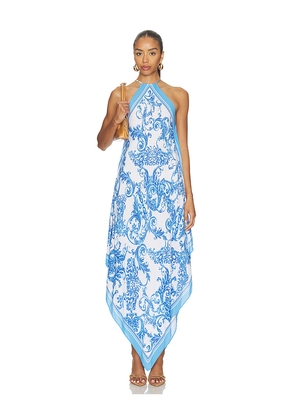 L'AGENCE Elise Halter Midi Dress in Blue. Size L. Also in M, S.