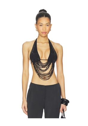 Leslie Amon Talli Round Floating Bead Top in Black. Size M. Also in L, S.