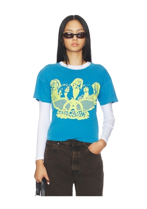 Madeworn Aerosmith Crop Tee in Blue. Size M. Also in XS, S, L, XL.