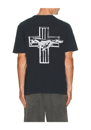 ONE OF THESE DAYS Mustang Cross Tee in Black. Size M. Also in S, L, XL/1X.