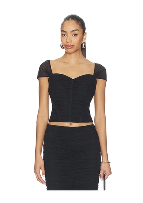 L'AGENCE Asuka Shirred Mesh Top in Black. Size 2. Also in 4, 6, 8.