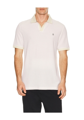 Original Penguin Jacquard Honeycomb Polo in Cream. Size M. Also in L, S, XL/1X.