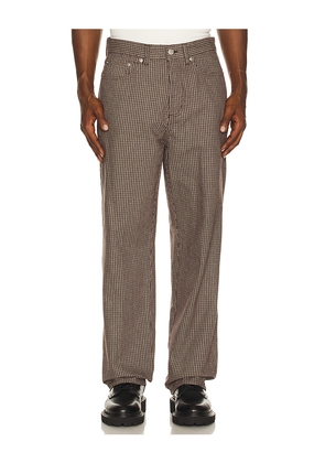 Obey Classic Baggy Plaid Denim Pants in Brown. Size 34. Also in 30, 36.